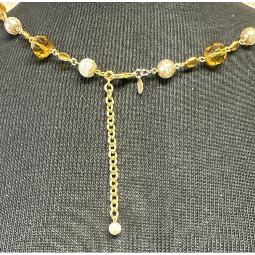 Joan Rivers Women's Necklace Gold Tone Metal Faux Pearls Bezel Crystals 36 in - Picture 4 of 10